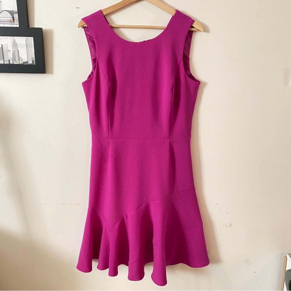 Sleeveless Hot Pink Fuchsia Summer Wedding Cocktail Midi Dress Barbiecore 10 NWT